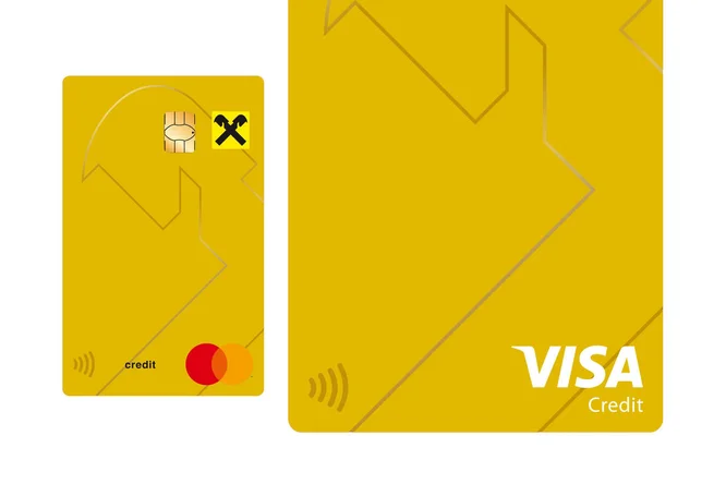 Depiction of two elegant, gold-colored credit cards featuring the contactless symbol and the Mastercard and Visa logos. They represent modern, secure, and flexible payment options in the digital age.